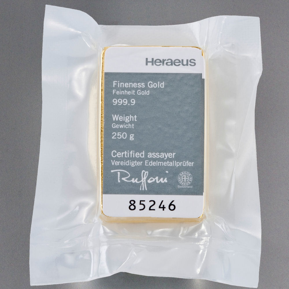 Goldbarren 250g HERAEUS gegossen - Detailansicht 2