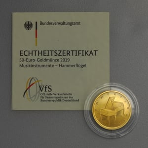 Goldmünze 50 Euro "Hammerflügel" 2019 Musikinstrumente (Deutschland) - Miniaturansicht 3