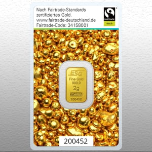 Goldbarren 2g "Fairtrade Gold" (999,9 Au), Blister - Hauptansicht