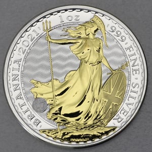 Silbermünze 1oz "Britannia" 2021 (vergoldet) (Großbritannien) - Hauptansicht