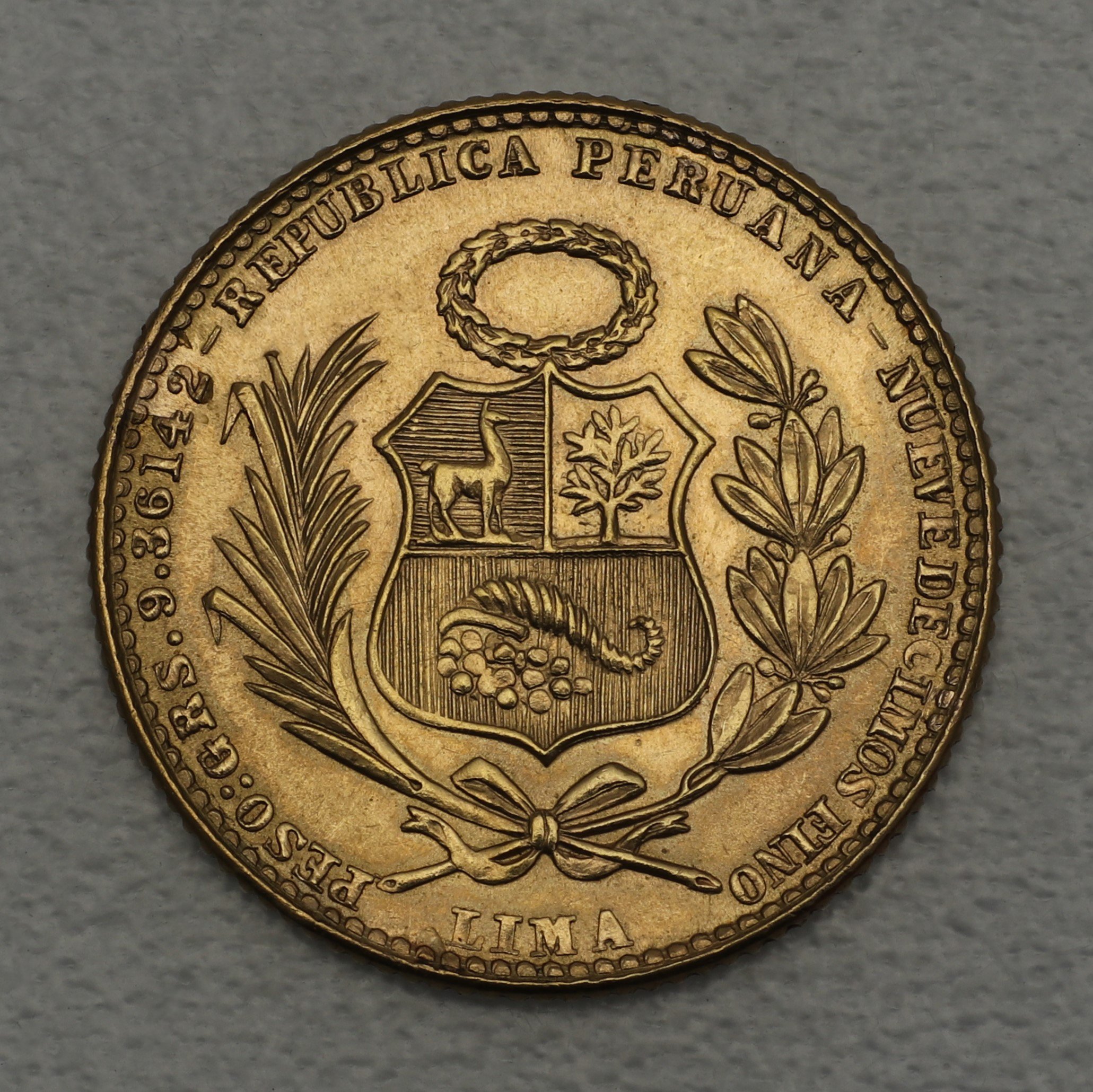 Goldmünze 20 Soles (Peru) - Detailansicht 1