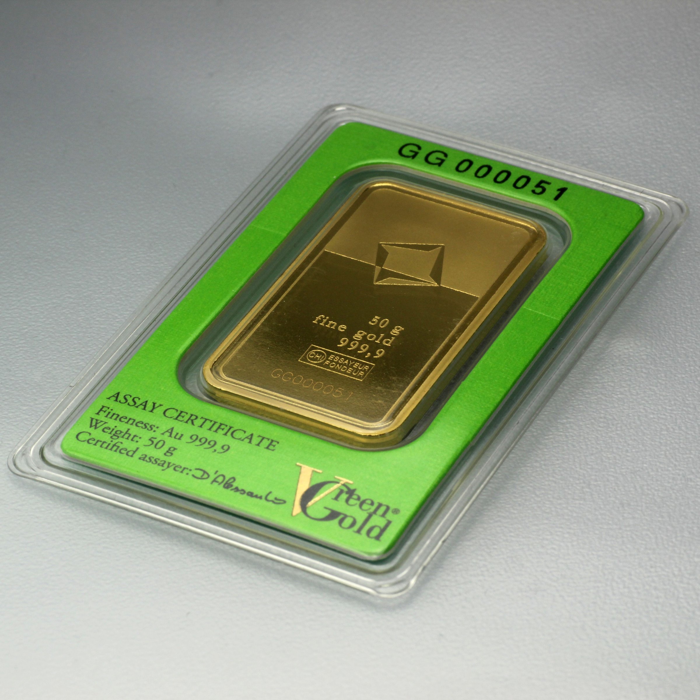 Goldbarren 50g "Green Gold" VALCAMBI (999,9 Au) - Detailansicht 4