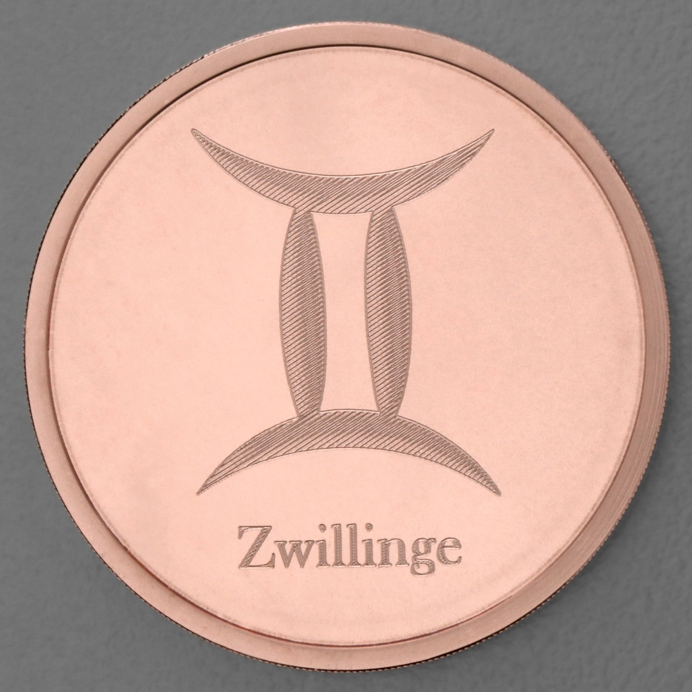 Kupfermedaille "Sternzeichen Zwillinge" Gravurmedaille - Hauptansicht