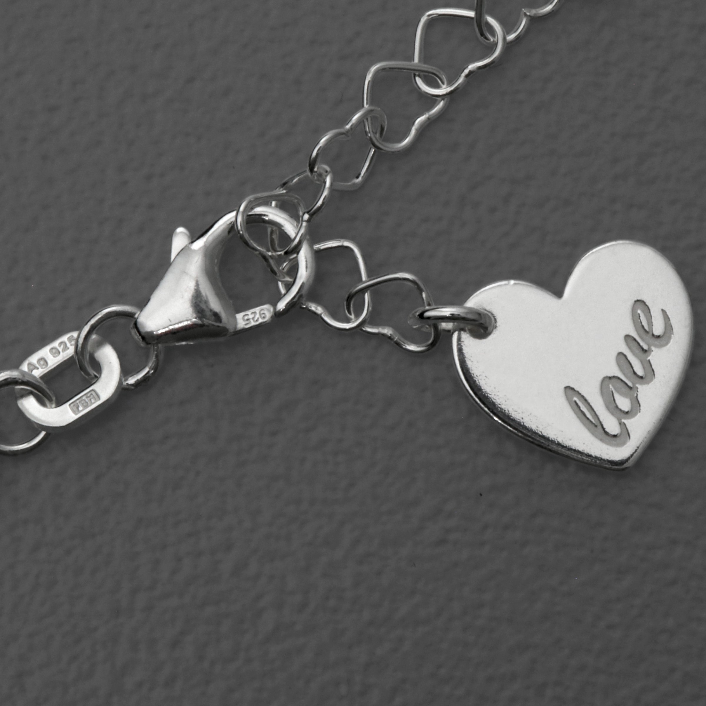 Silber-Fußkette 925er "Herz LOVE" (Sterling) - Hauptansicht