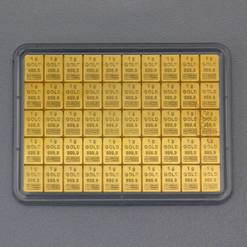Goldtafel (50 x 1g Feingold) "CombiBar" gravierbar - Detailansicht 1
