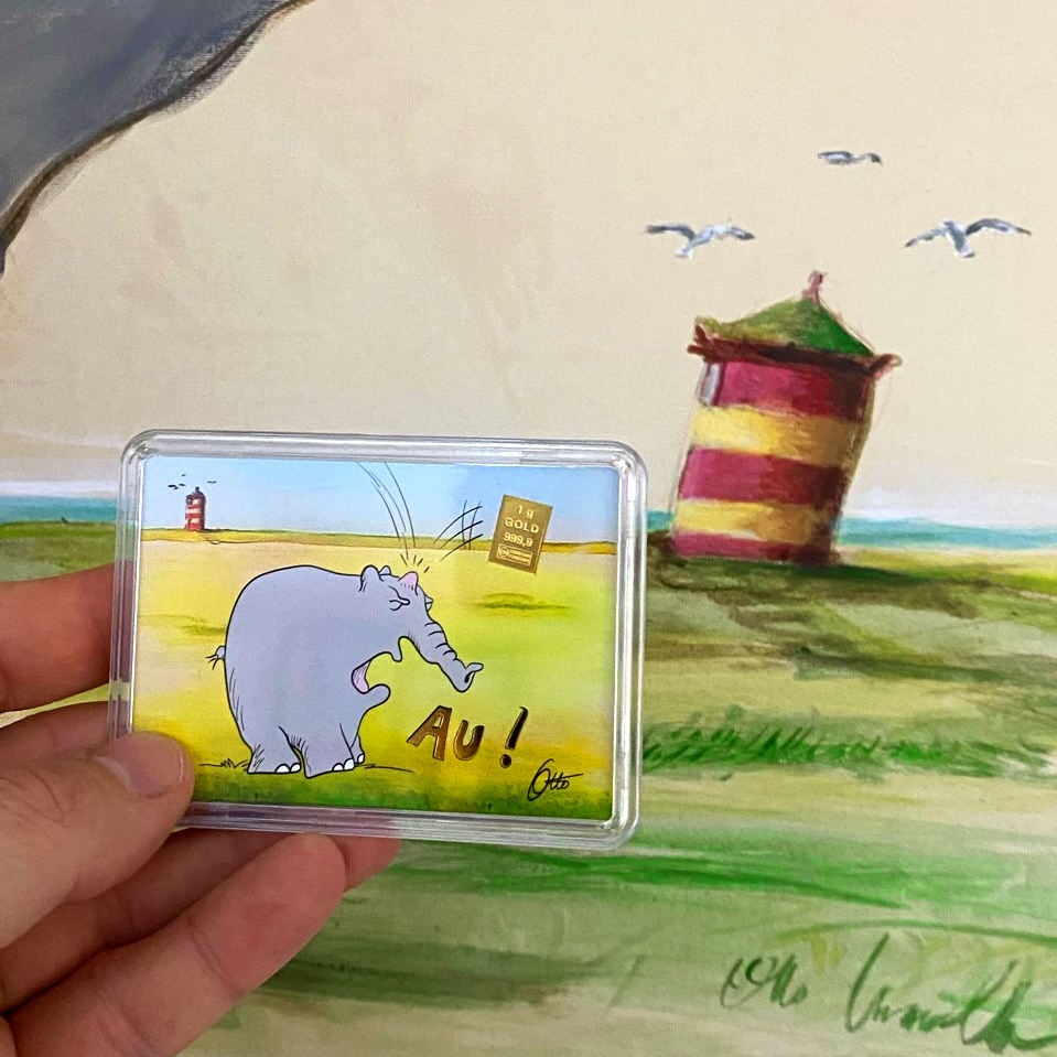 Goldbarren 1g "Ottifant - Au!" (Motivbox) - Detailansicht 1