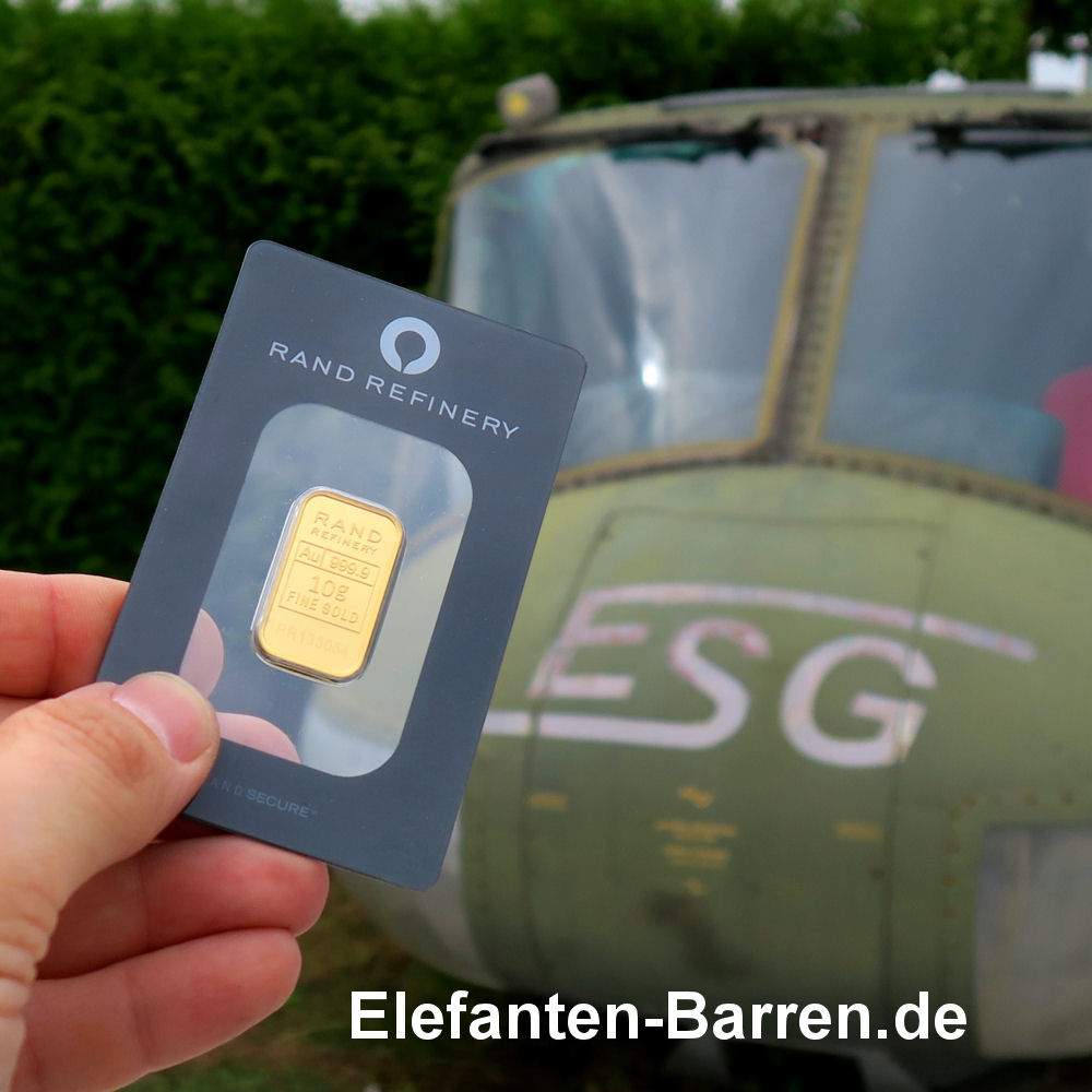 Goldbarren 10g Rand Refinery "Elefanten-Motiv" - Detailansicht 5