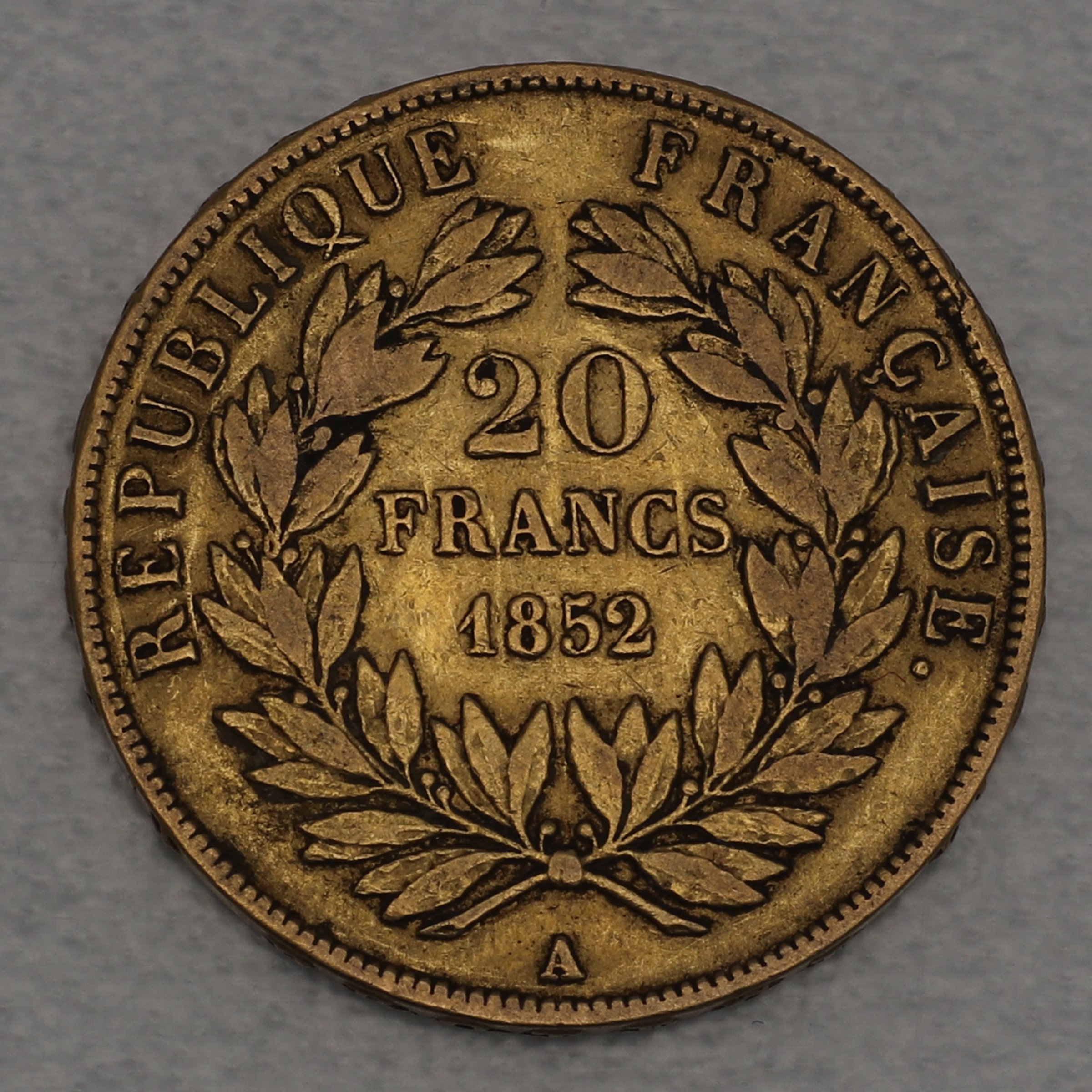 Goldmünze 20 Francs "Louis-Napoleon Bonaparte" 1852 (Frankreich) - Detailansicht 1
