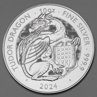 Silbermünze 10oz "Tudor Dragon" 2024 Royal Tudor Beasts (Großbritannien) - Miniaturansicht 1