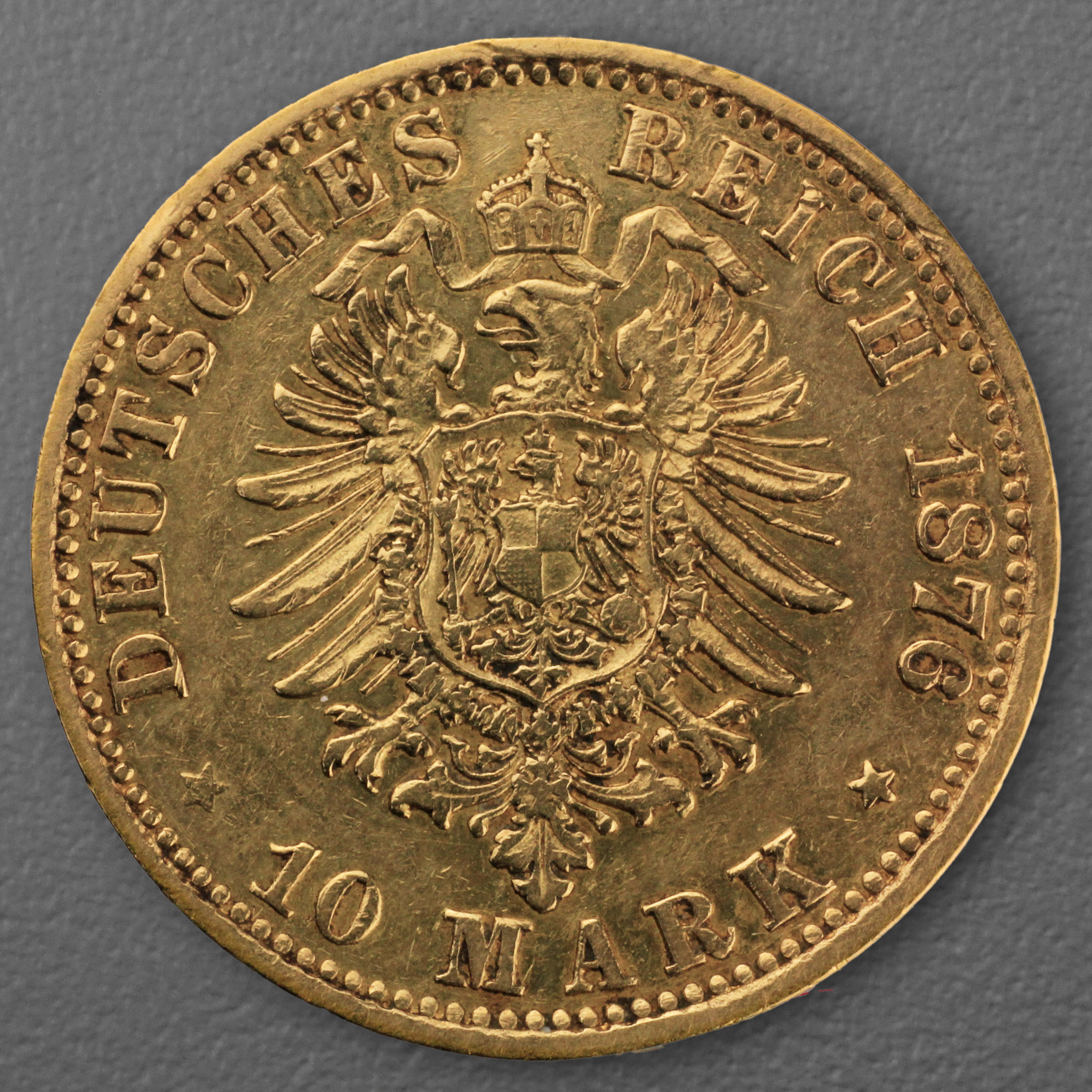 Goldmünze 10 Mark "Stadtwappen Hamburg" 1876-J J.209 (Hamburg) - Detailansicht 1