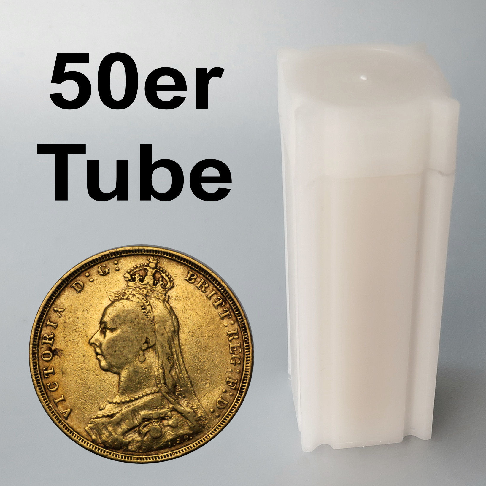 Goldmünze 50 x 1 Sovereign "Victoria" verschiedene Jahrgänge Krone Tube (Großbritannien) - Hauptansicht
