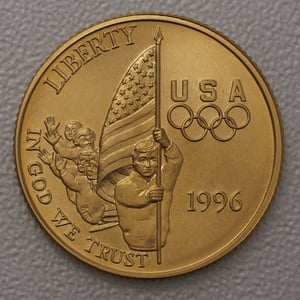 Goldmünze 5 Dollar "Olympia Fahnenträger" 1996 (USA) - Hauptansicht