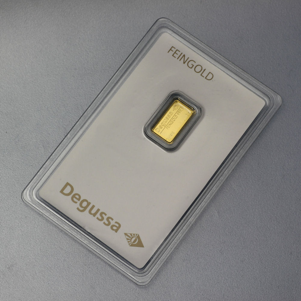 Goldbarren 1g DEGUSSA, im Blister - Detailansicht 2