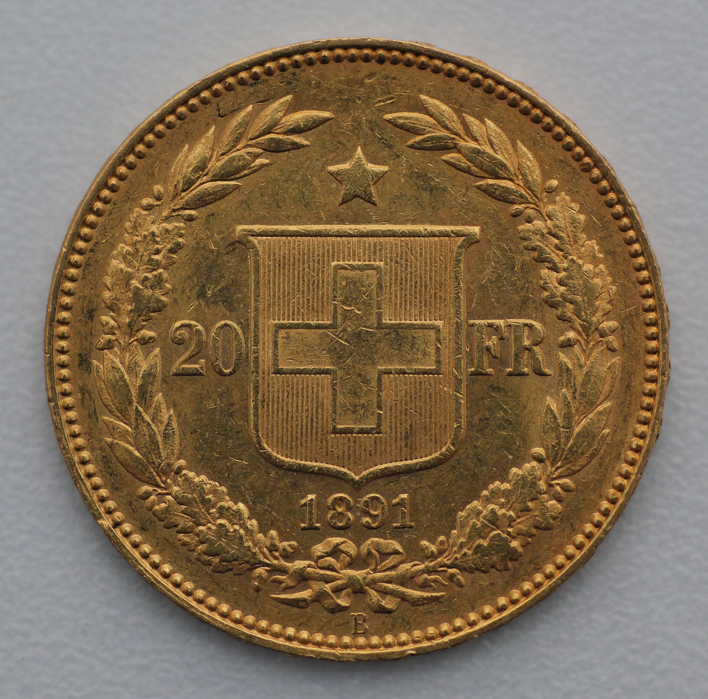 Goldmünze 20 SFR "Helvetia" (Schweiz) - Detailansicht 1