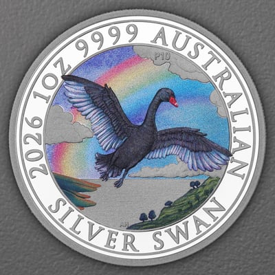 Silbermünze 1oz "Schwan" 2026 (koloriert) Perth Money Expo ANDA Coin Show Special (Australien) - Hauptansicht