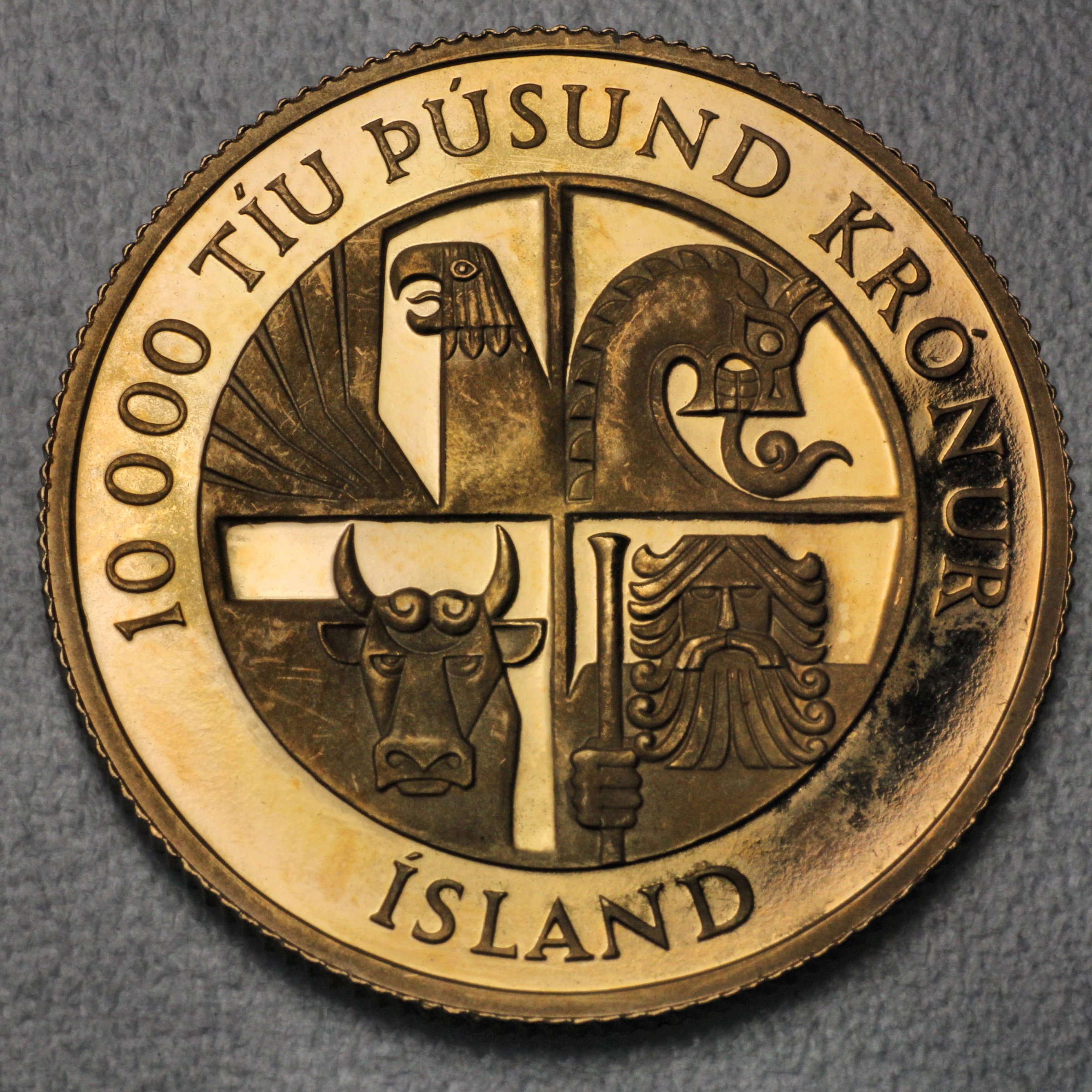 Goldmünze 10000 Kronur 1974 (Island) - Hauptansicht