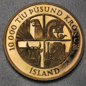 Goldmünze 10000 Kronur 1974 (Island) - Hauptansicht