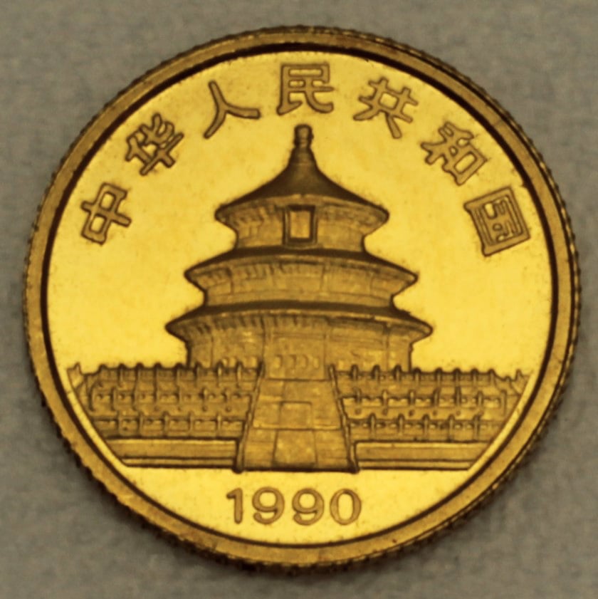 Goldmünze 1/20oz "Panda" 1990 (China) - Detailansicht 1