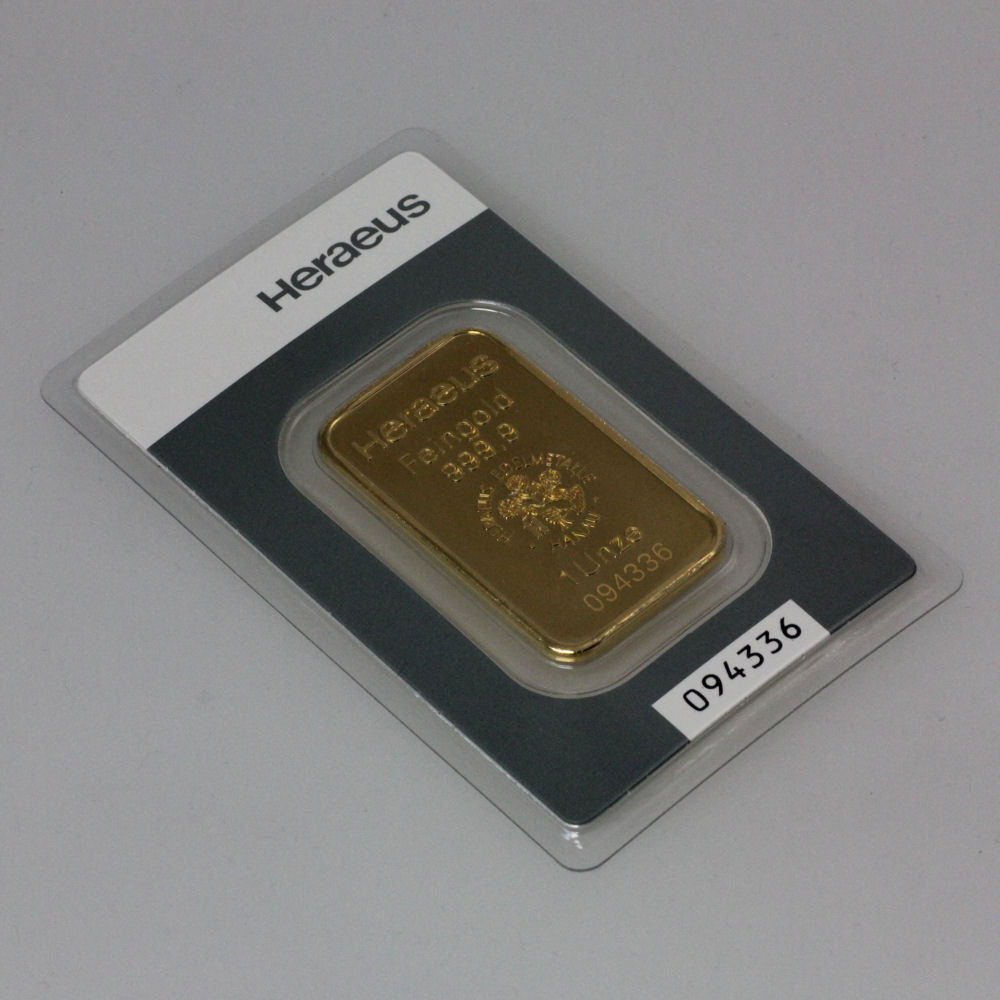 Goldbarren 1oz HERAEUS geprägt - Detailansicht 3