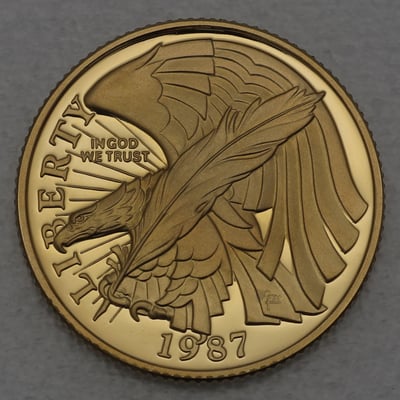 Goldmünze 5 Dollar "200 Jahre Verfassung" 1987 PP (USA) - Hauptansicht
