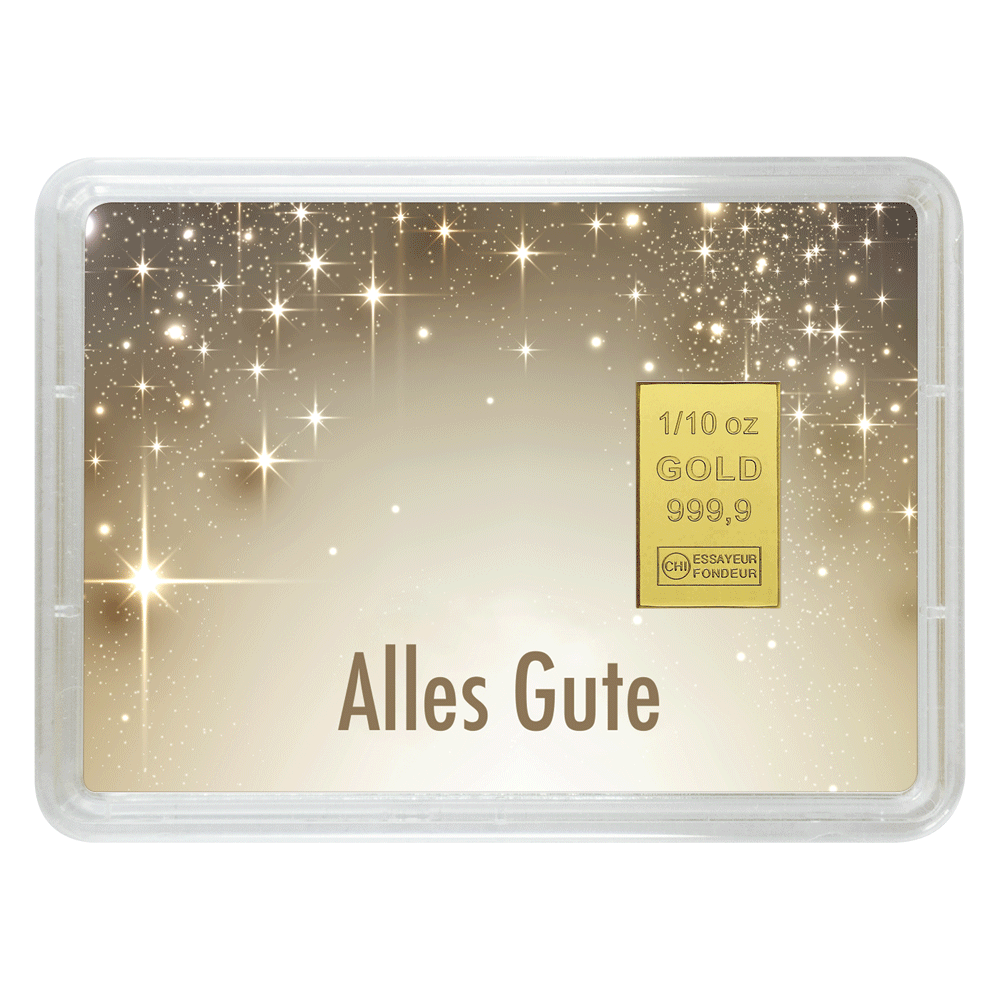 Goldbarren 1/10oz "Alles Gute/Geburt" (Flip) - Hauptansicht