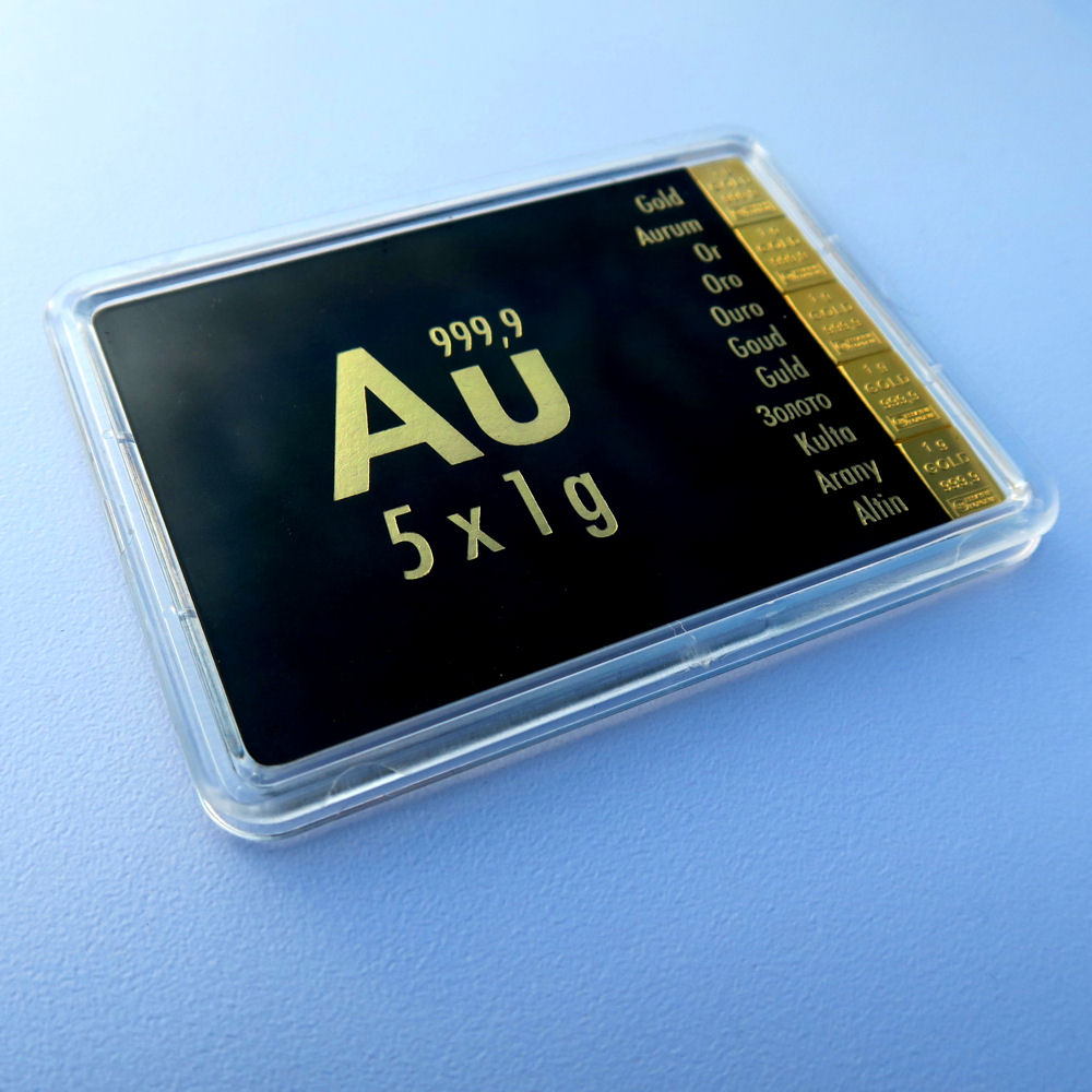 Goldtafel 5 x 1g "Au International" (Motivbox) - Detailansicht 1