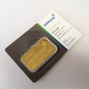Goldbarren 20g UMICORE/Blister m. Zertifikat - Miniaturansicht 3