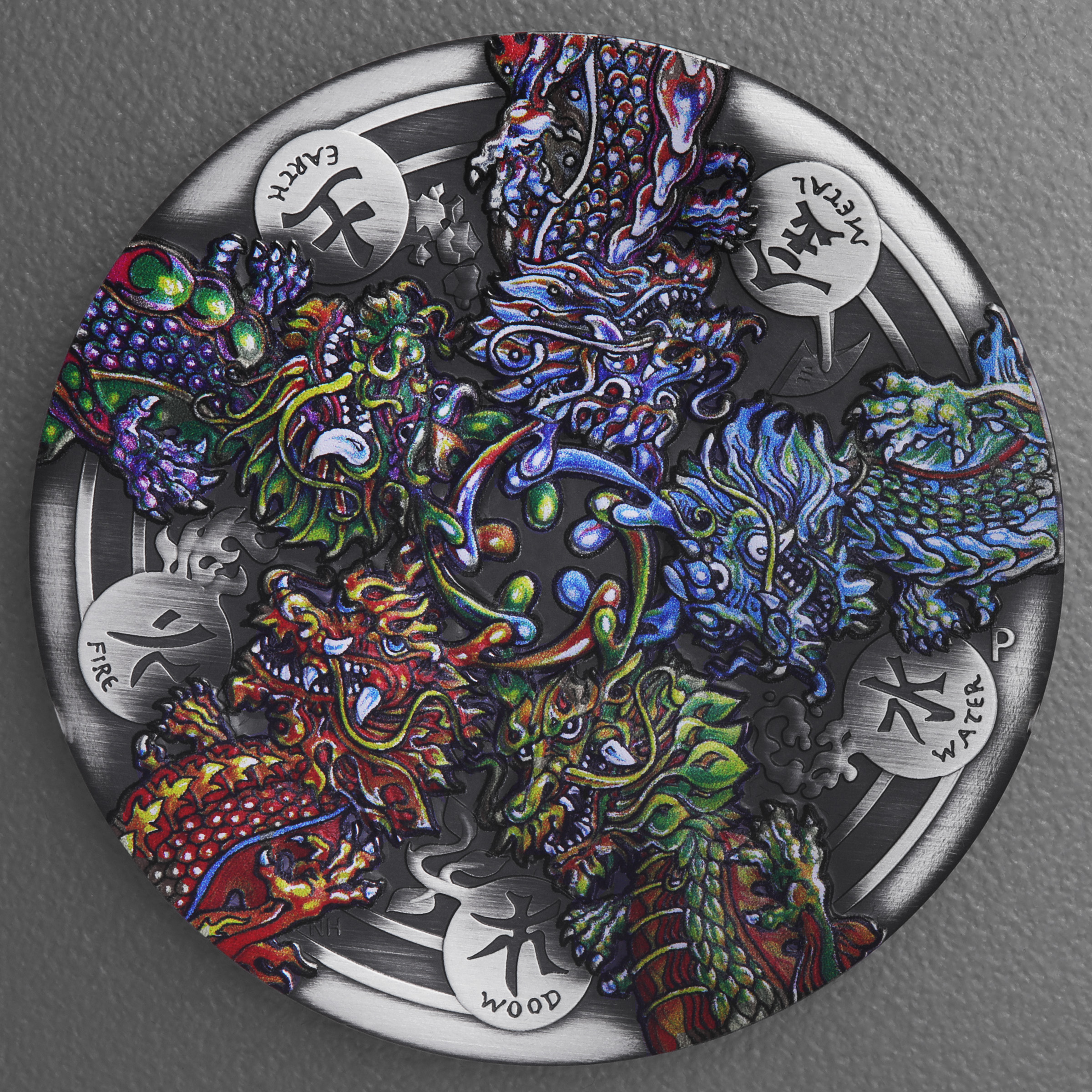 Silbermünze 5oz "Dragon and the Five Elements" 2024 (AF/koloriert) (Tuvalu) - Hauptansicht