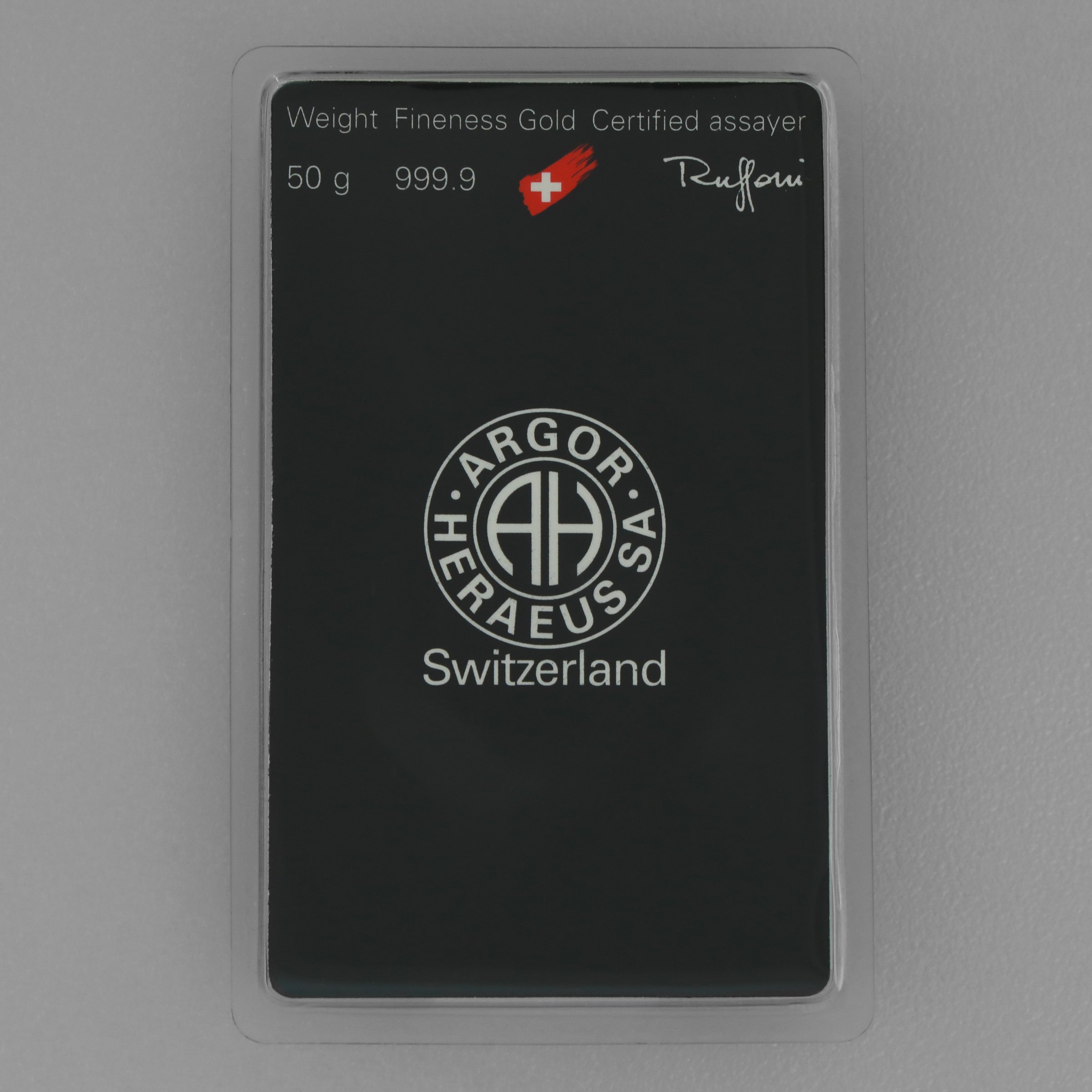 Goldbarren 50g ARGOR-HERAEUS gegossen - Detailansicht 1
