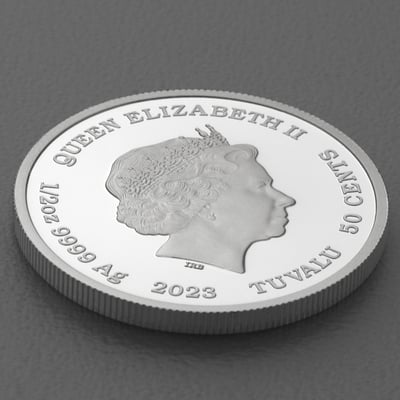 Silbermünze 1/2oz "Hase" 2023 (PP/koloriert) Lunar Baby (Tuvalu) - Miniaturansicht 4