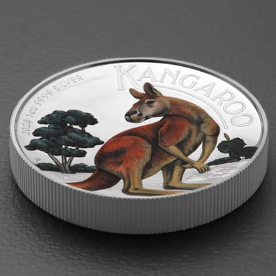 Silbermünze 1oz "Känguru" 2023 (PP/HR/koloriert) (Australien) - Miniaturansicht 3