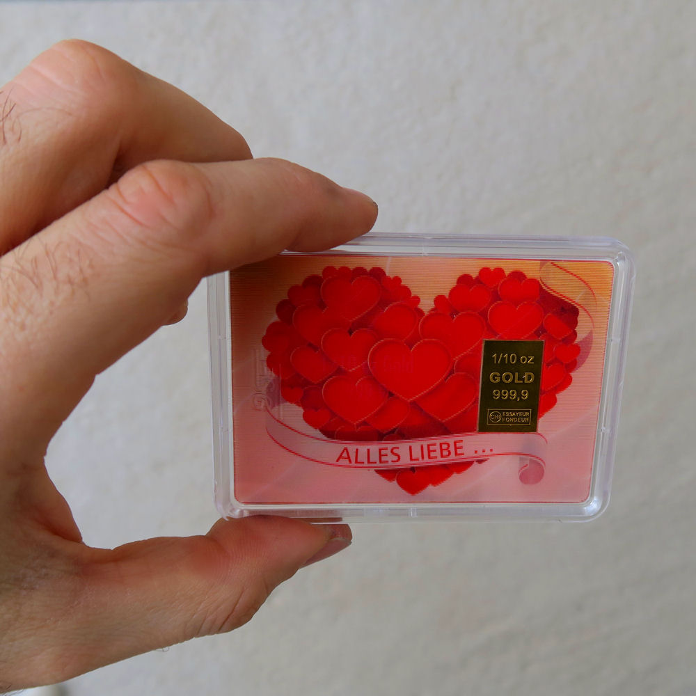 Goldbarren 1/10oz "Alles Liebe" (Flip) - Detailansicht 2