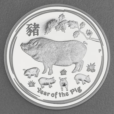 Silbermünze 1oz "Schwein" 2019 (PP) Lunar II – Year of the Pig (Australien) - Miniaturansicht 1
