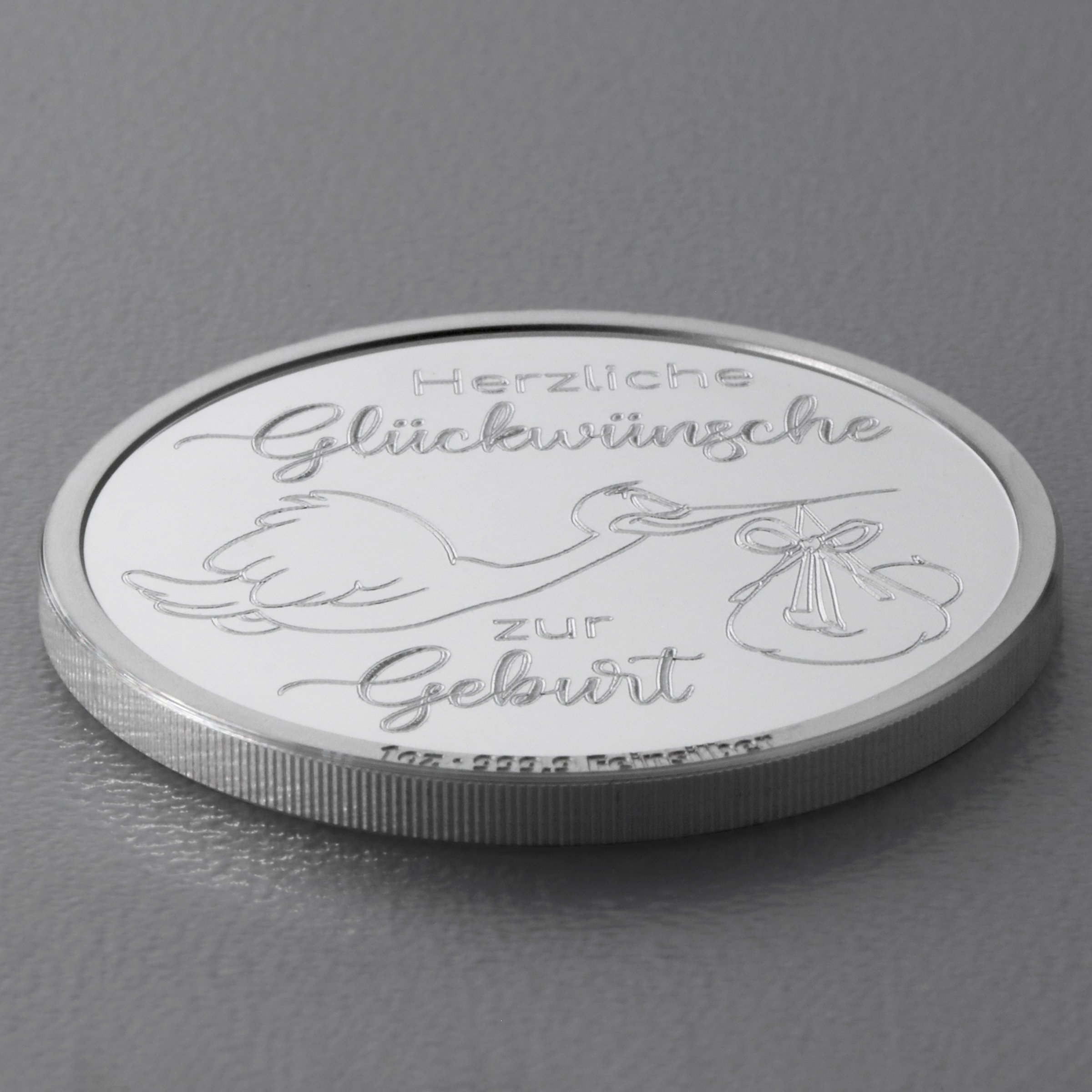 Silbermedaille 1oz "Zur Geburt" Gravurmedaille - Detailansicht 2