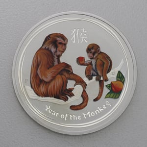 Silbermünze 1oz "Affe" 2016 (koloriert) Lunar II – Year of the Monkey (Australien) - Miniaturansicht 1