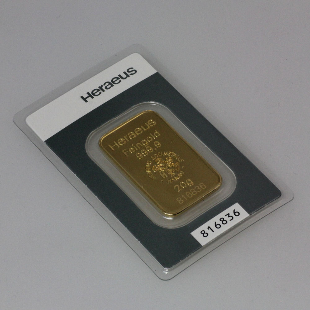 Goldbarren 20g HERAEUS geprägt - Detailansicht 3