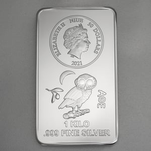 Münzbarren 1kg "Silber Eule" 2021 diff. (Niue) - Miniaturansicht 1