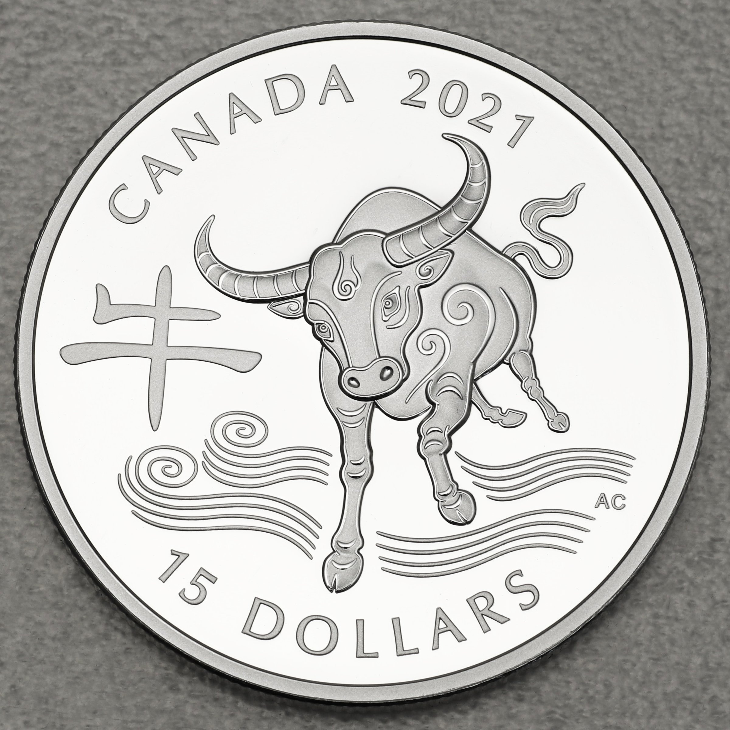 Silbermedaille 15 Dollar "Ochse" 2021 (PP) Lunar III (Kanada) - Hauptansicht