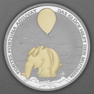 Silbermünze 1oz "Fortes Fortuna Adiuvat" 2026 (vergoldet) Ottifanten – Ballonifant (Tuvalu) - Hauptansicht