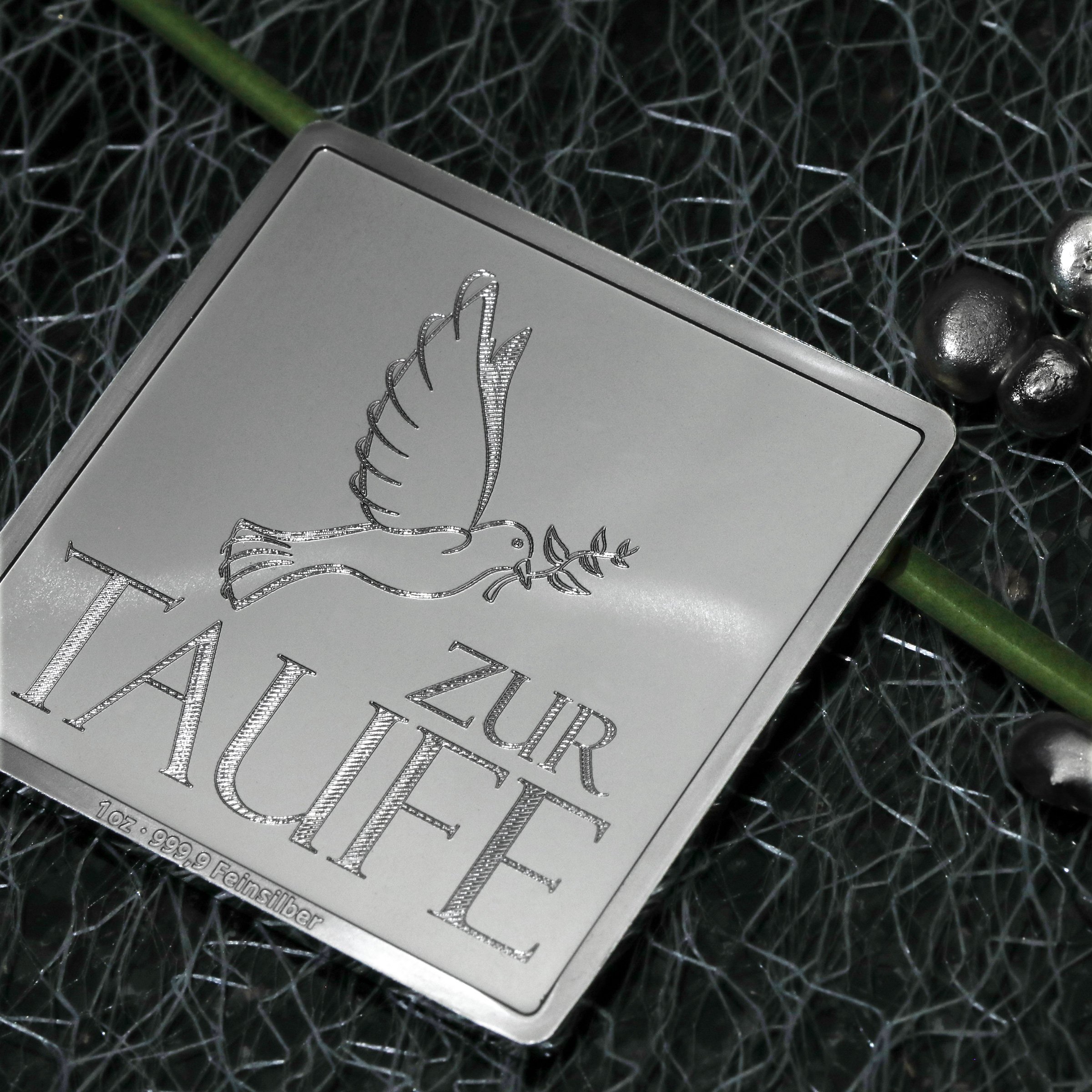 Silberbarren 1oz "Zur Taufe" Gravurbarren quadratisch - Detailansicht 5