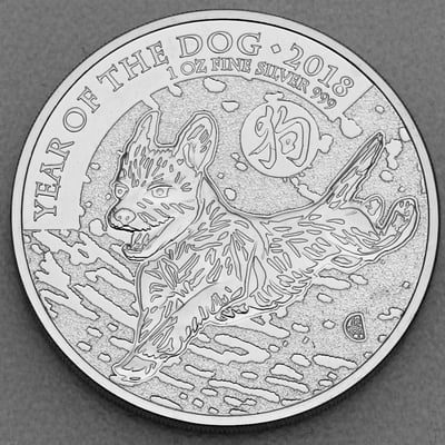 Silbermünze 1oz "Hund" 2018 Lunar – Year of the Dog (Großbritannien) - Miniaturansicht 1