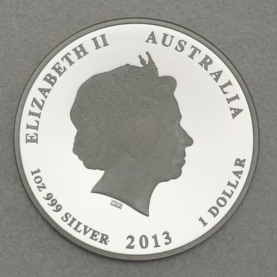 Silbermünze 1oz "Schlange" 2013 (koloriert) Lunar II – Year of the Snake (Australien) - Miniaturansicht 2
