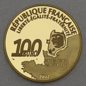 Goldmünze 100 Euro "Lindbergh" 2002 (Frankreich) - Miniaturansicht 2