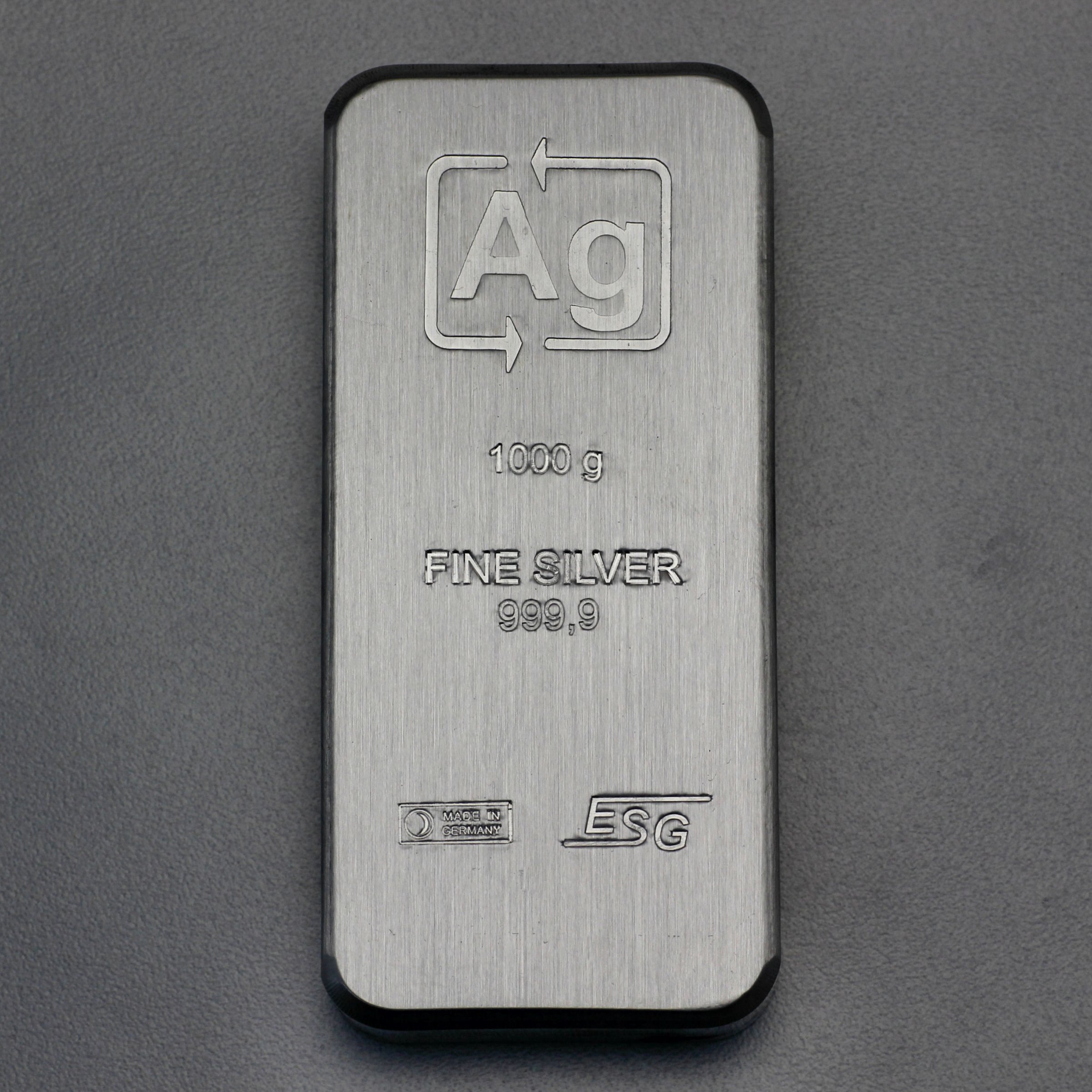 Silberbarren 1kg (Ag), Strangguss - Hauptansicht
