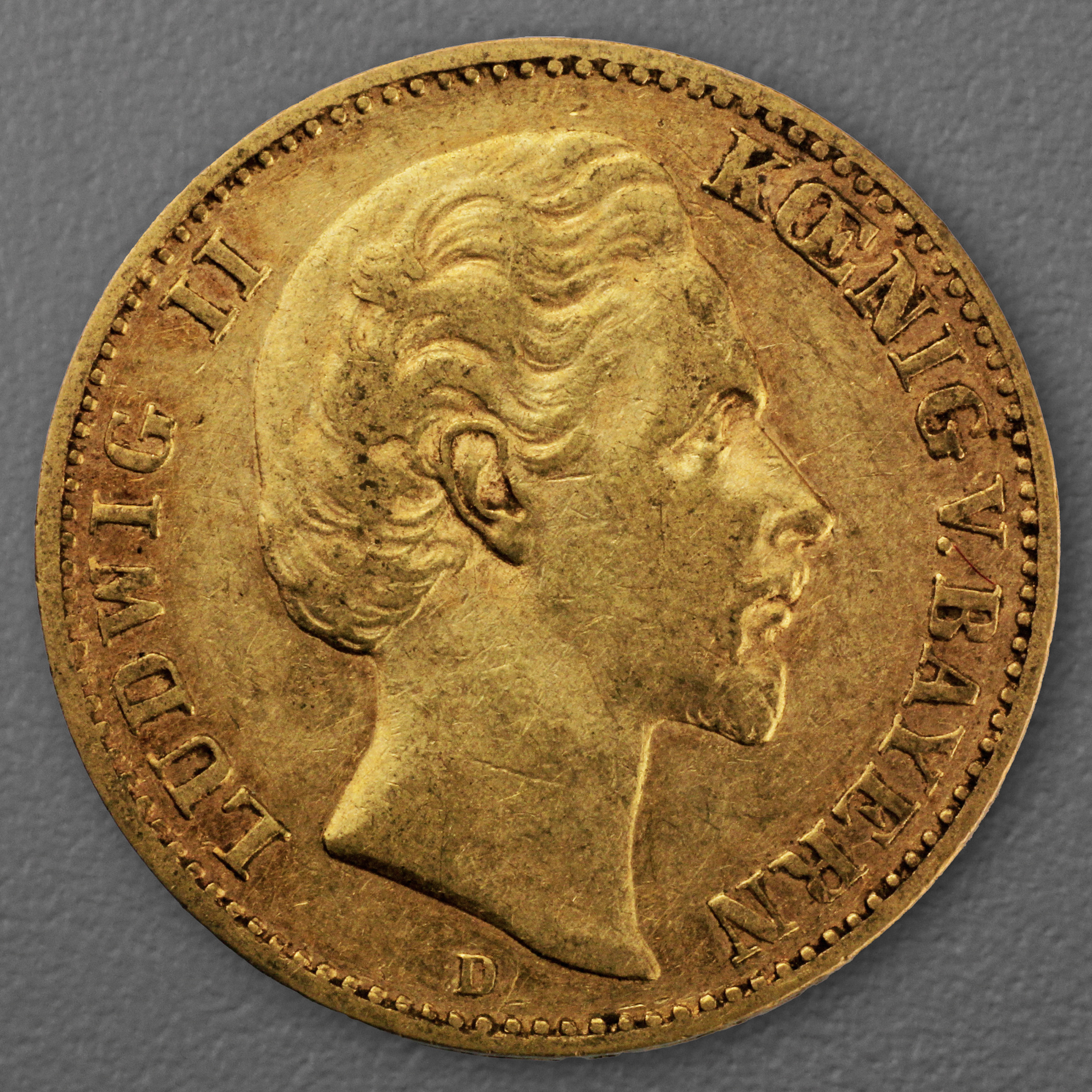 Goldmünze 10 Mark "Ludwig II." 1877-D J.196 (Bayern) - Hauptansicht