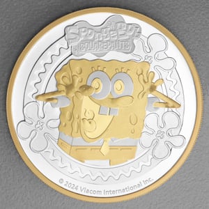 Silbermünze 2oz "SpongeBob Schwammkopf" 2024 (vergoldet) (Tuvalu) - Hauptansicht