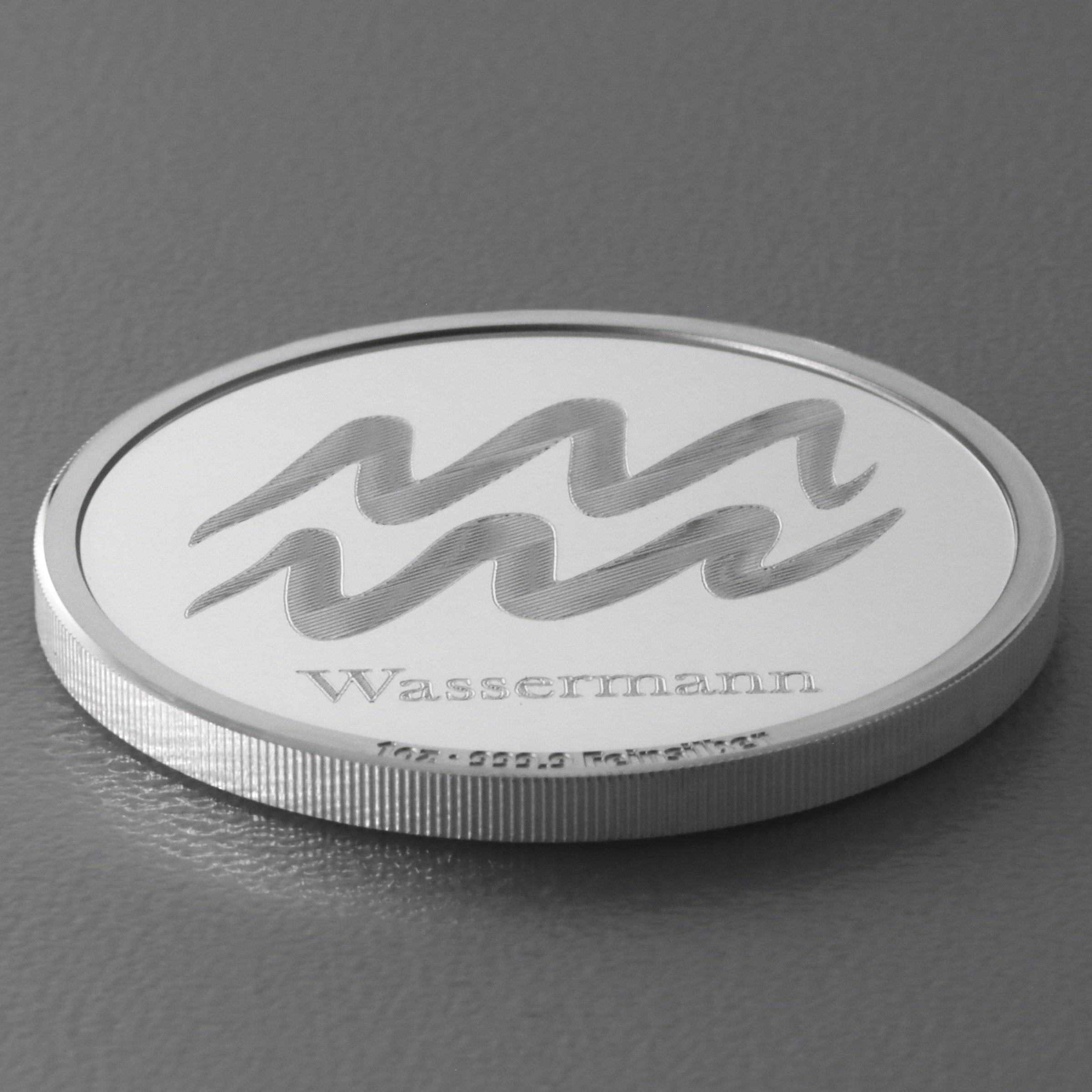Silbermedaille 1oz "Sternzeichen Wassermann" Gravurmedaille - Detailansicht 2