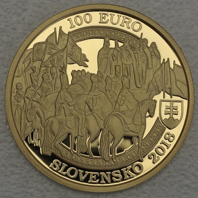 Goldmünze "100 Euro" 2018 400. Jahrestag Krönung Ferdinand II. (Slowakei) - Miniaturansicht 1