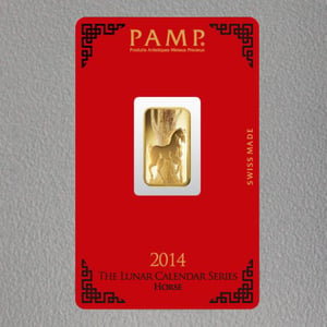 Goldbarren 5g "Pferd 2014" Lunar PAMP - Hauptansicht