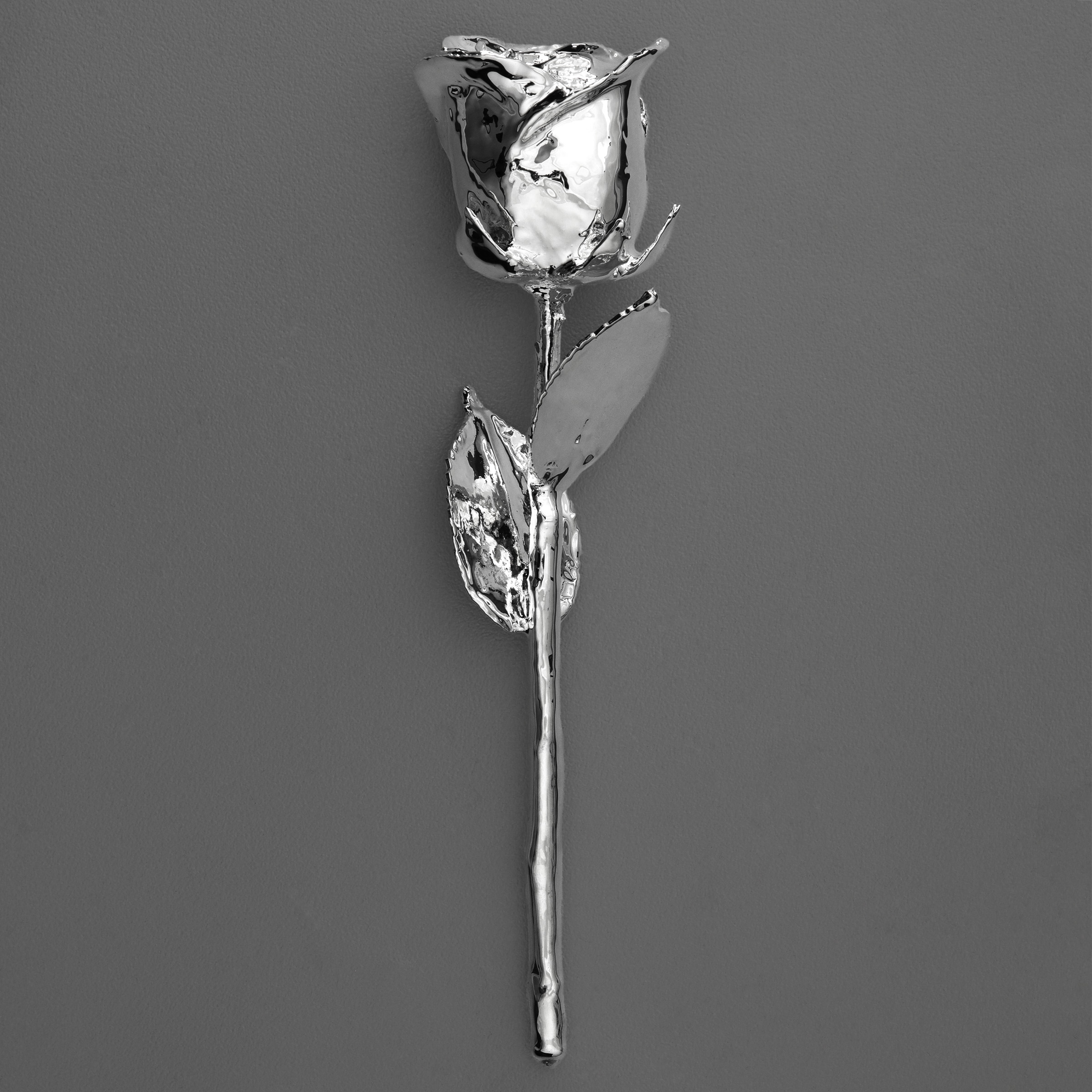 Designobjekt "Silberrose" (versilberte Rose) - Hauptansicht